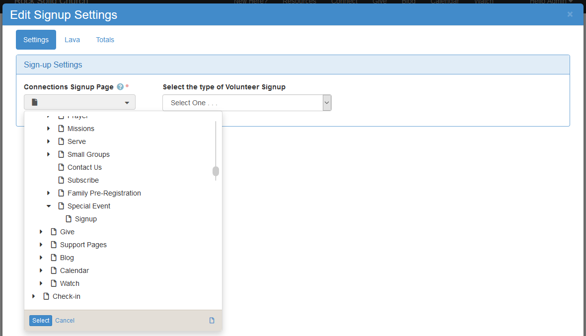 Connections Signup Page